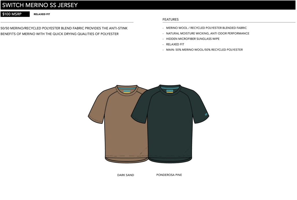 Yeti Cycles - SWITCH MERINO S/S JERSEY DARK SLAND LG