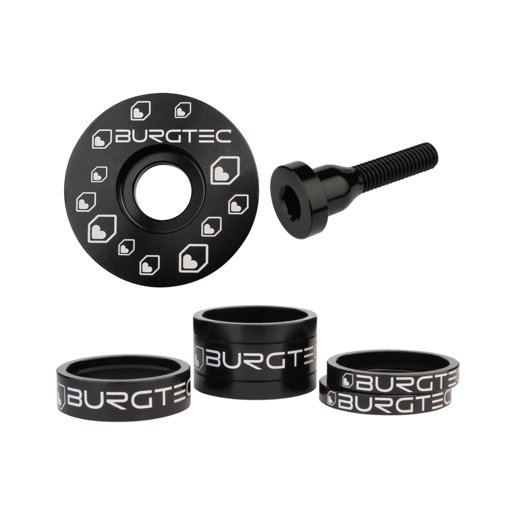 Kit de espaciadores, tornillo y tapa de potencia, by Burgtec - Black