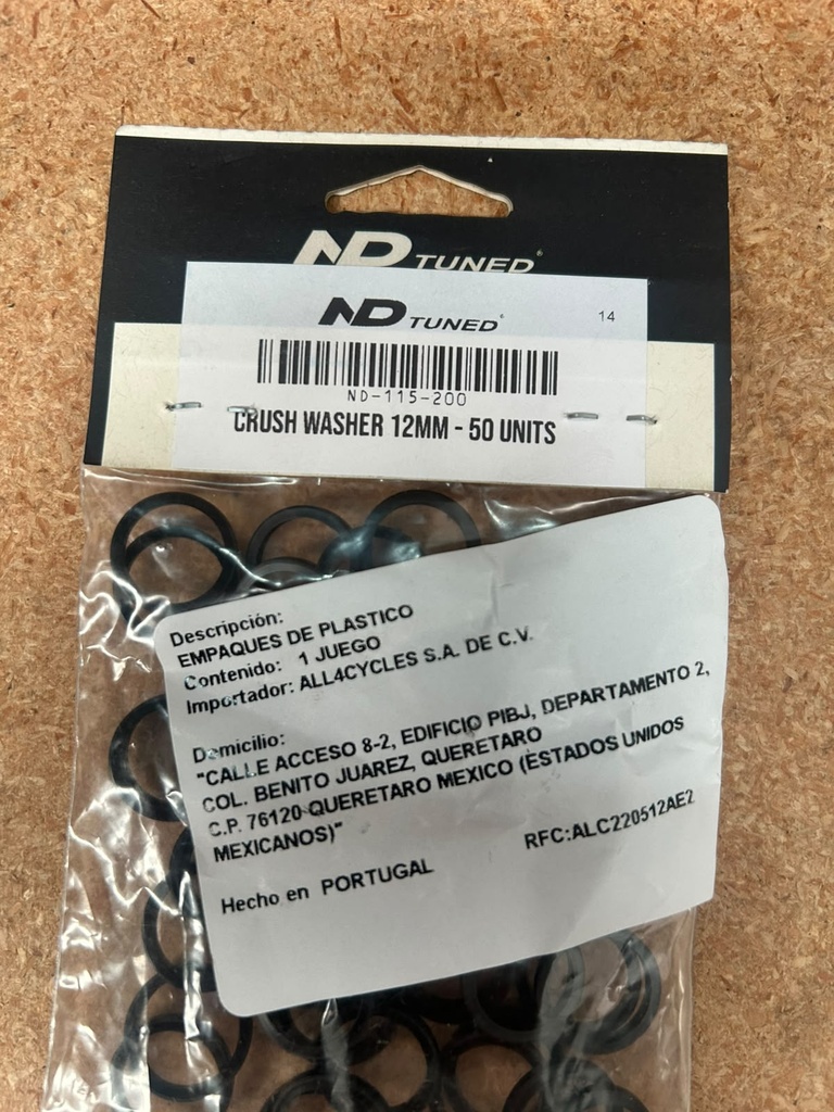 ND TUNED - Crush Washer 12mm - 50 UN