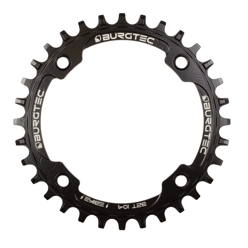 Burgtec - 104mm BCD Inside Fit E-Bike Steel Thick Thin Chainring - 34T - Burgtec Black (Includes 8mm x 0.75mm x 8mm Long bolts)