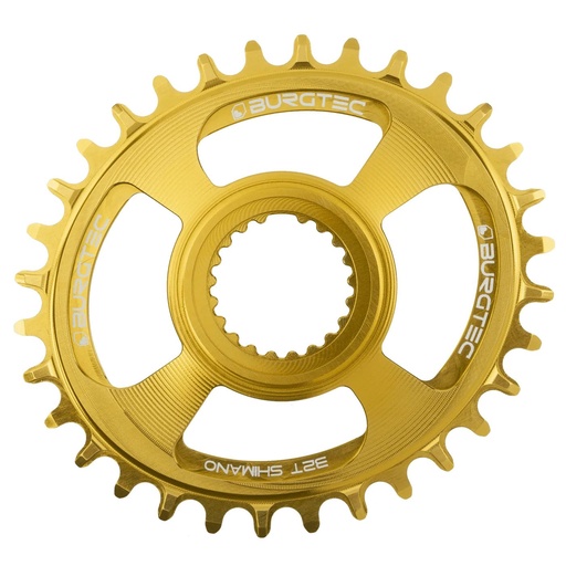 [8756] Burgtec - Oval Shimano Direct Mount Thick Thin Chainring - 32T - Burgtec Bullion Gold